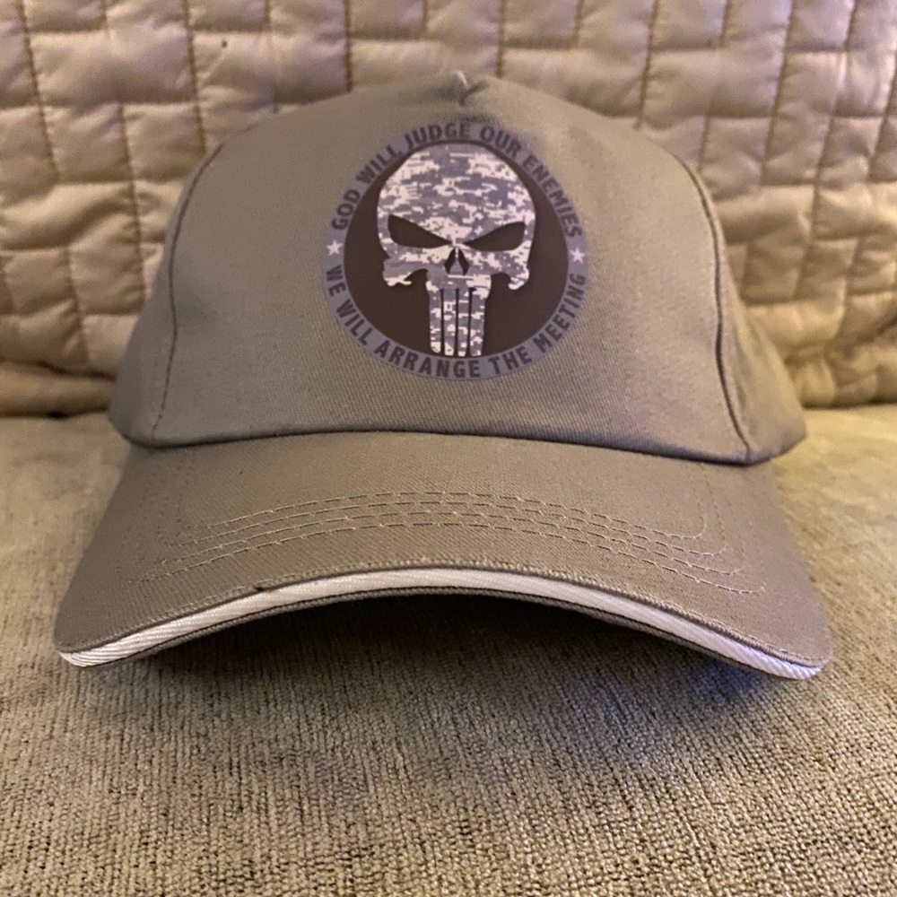 Punisher logo army camo print tan baseball cap hat